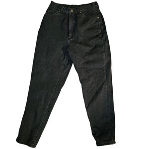 L.L. Bean Vintage 80s Black Flannel Lined Straight Leg Denim Jeans Size 12 30x29